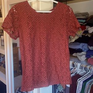 Market & Spruce Hans Crochet Front Mixed Material Top